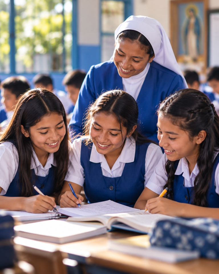 Illustration of students and learning, representing the Mexico mission
